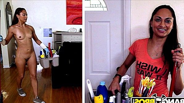 Голая латинская уборщица поебется в жопу сладко